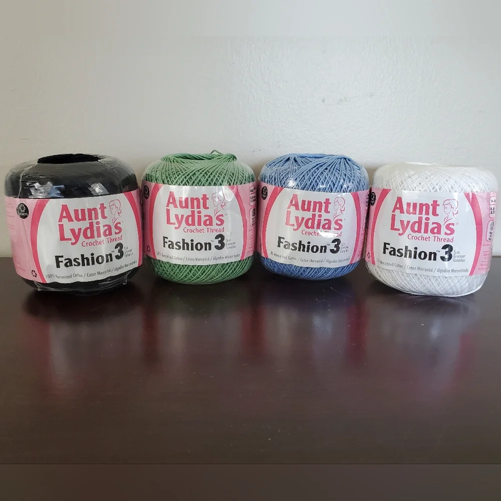 Aunt Lydia's Crochet Thread Fashion ~ Size 3 Lot of 4 Skeins NWT 100% Cotton